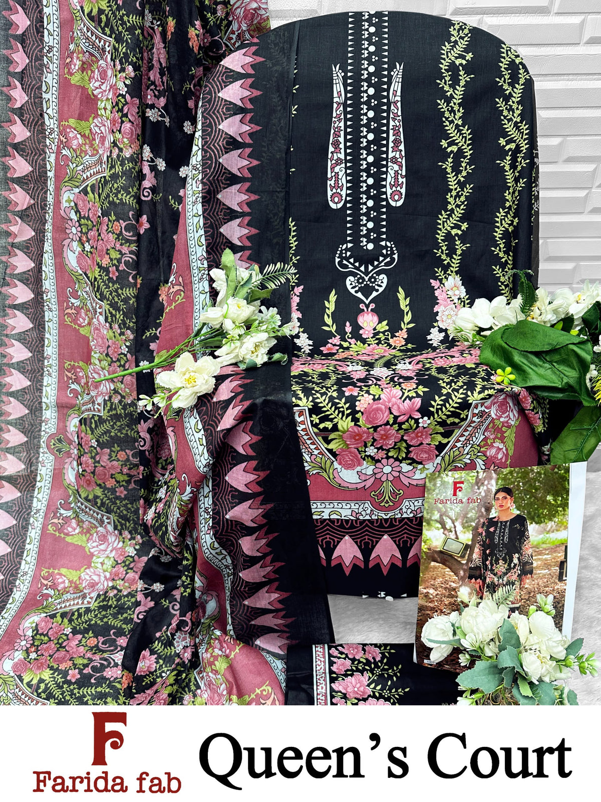 Queens Court Farida Fab Mix Cotton Open Pic Karachi Salwar Suits Manufacturer Gujarat