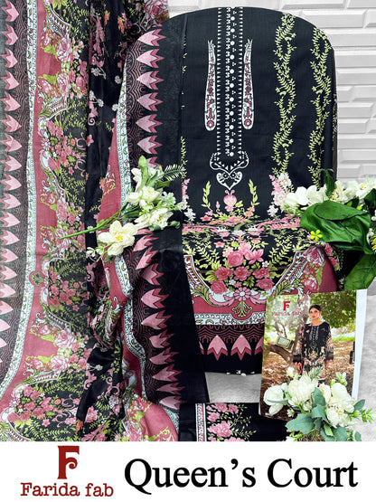 Queens Court Farida Fab Mix Cotton Open Pic Karachi Salwar Suits Manufacturer Gujarat