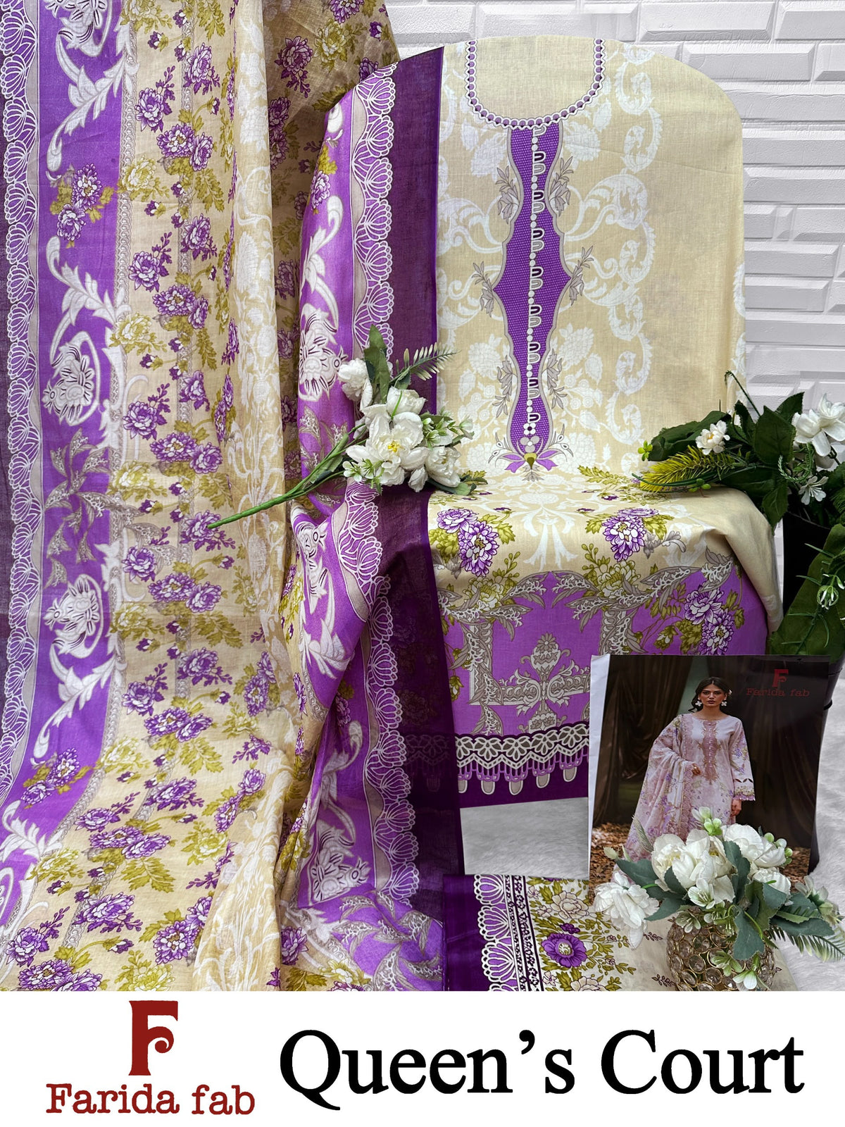 Queens Court Farida Fab Mix Cotton Open Pic Karachi Salwar Suits Manufacturer Gujarat