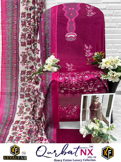 Qurbat Nx Vol 10 Keval Fab Mix Cotton Open pic Karachi Salwar Suits Exporter Gujarat