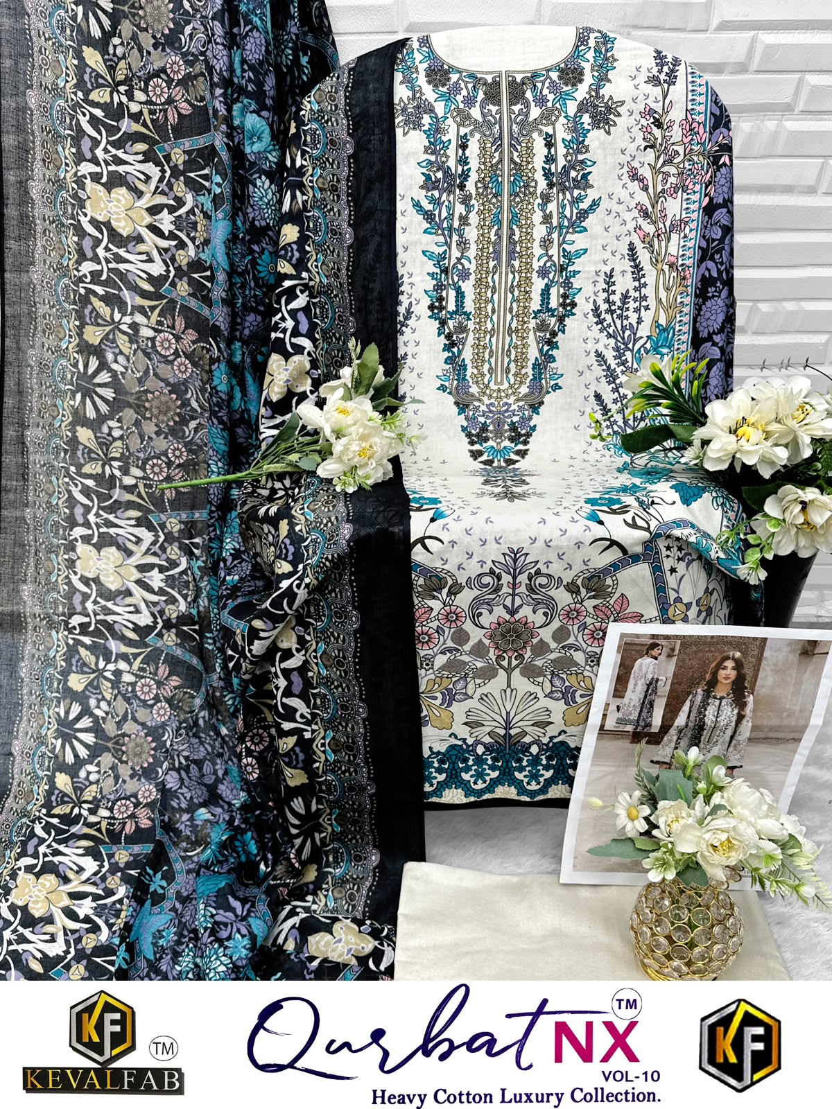 Qurbat Nx Vol 10 Keval Fab Mix Cotton Open pic Karachi Salwar Suits Exporter Gujarat