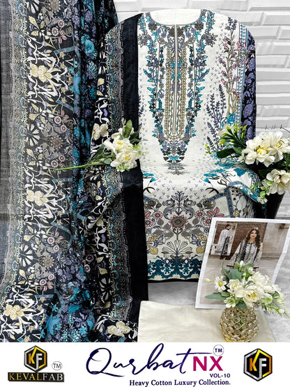 Qurbat Nx Vol 10 Keval Fab Mix Cotton Open pic Karachi Salwar Suits Exporter Gujarat