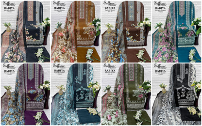Rabiya Queen Vol 2 Saffron Cotton Open pic Karachi Salwar Suits Exporter Ahmedabad