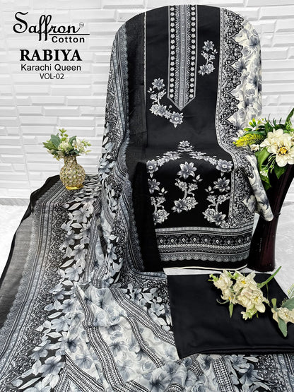 Rabiya Queen Vol 2 Saffron Cotton Open pic Karachi Salwar Suits Exporter Ahmedabad