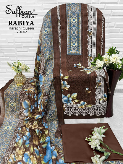 Rabiya Queen Vol 2 Saffron Cotton Open pic Karachi Salwar Suits Exporter Ahmedabad