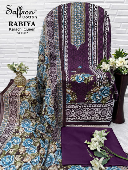 Rabiya Queen Vol 2 Saffron Cotton Open pic Karachi Salwar Suits Exporter Ahmedabad
