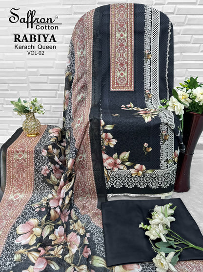 Rabiya Queen Vol 2 Saffron Cotton Open pic Karachi Salwar Suits Exporter Ahmedabad