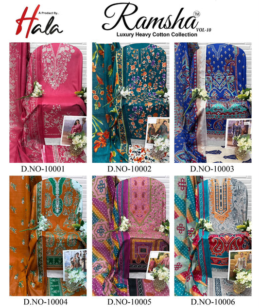 Ramsha Vol 10 Hala Cotton Open Pic Karachi Salwar Suits Exporter Gujarat