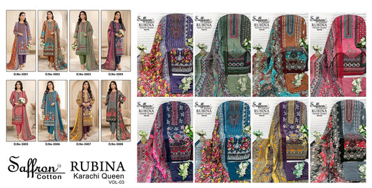 Rubina Vol 3 Saffron Cotton Indo Open Pic Karachi Salwar Suits Supplier Gujarat