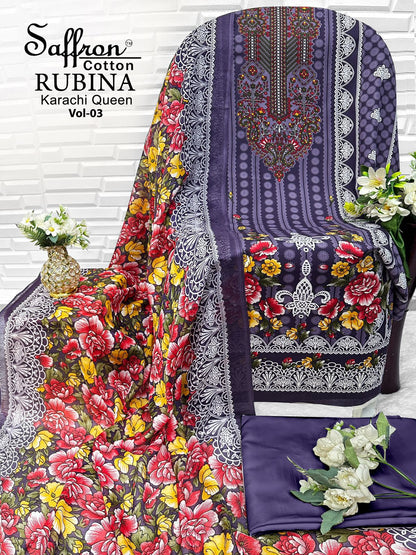 Rubina Vol 3 Saffron Cotton Indo Open Pic Karachi Salwar Suits Supplier Gujarat