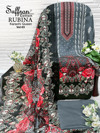 Rubina Vol 3 Saffron Cotton Indo Open Pic Karachi Salwar Suits Supplier Gujarat