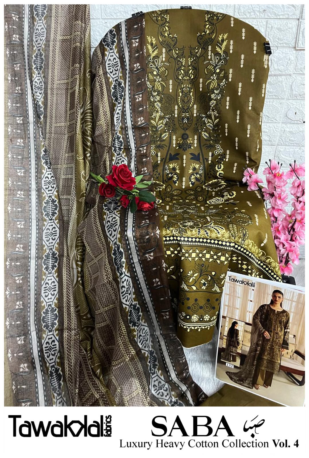 Saba Vol 4 Tawakkal Fabrics Mix Cotton Open pic Karachi Salwar Suits Wholesale