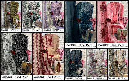 Saba Vol 4 Tawakkal Fabrics Mix Cotton Open pic Karachi Salwar Suits Wholesale