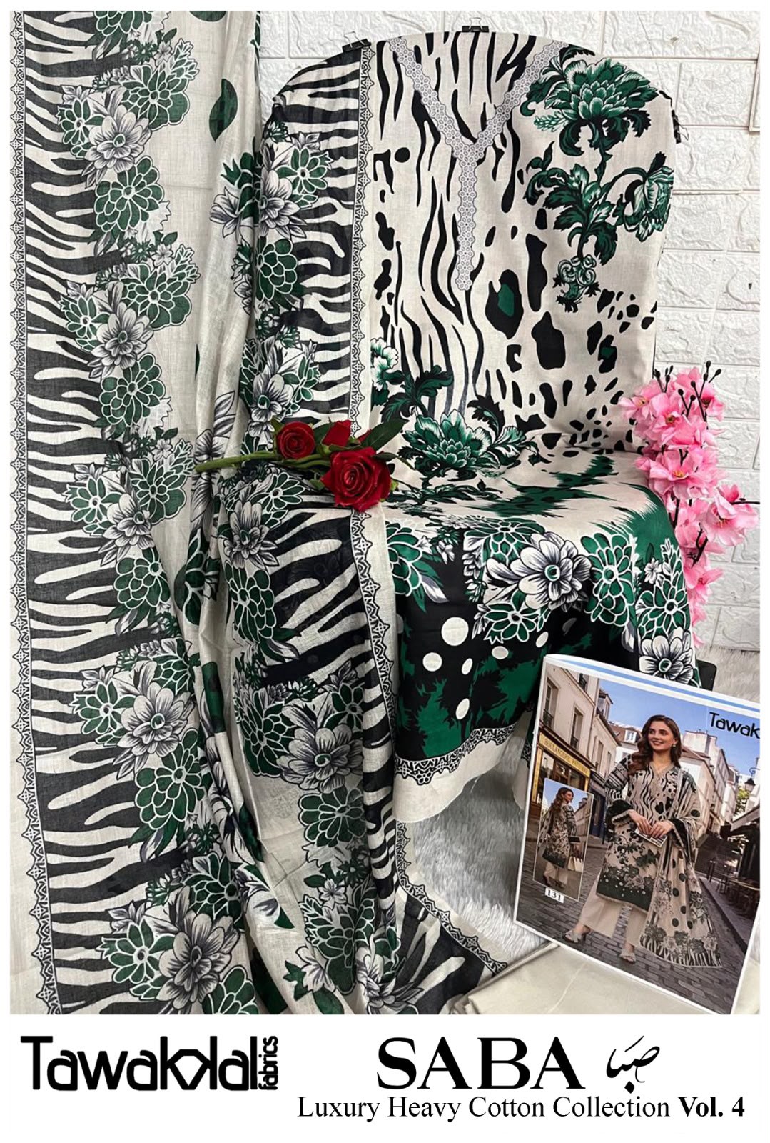 Saba Vol 4 Tawakkal Fabrics Mix Cotton Open pic Karachi Salwar Suits Wholesale