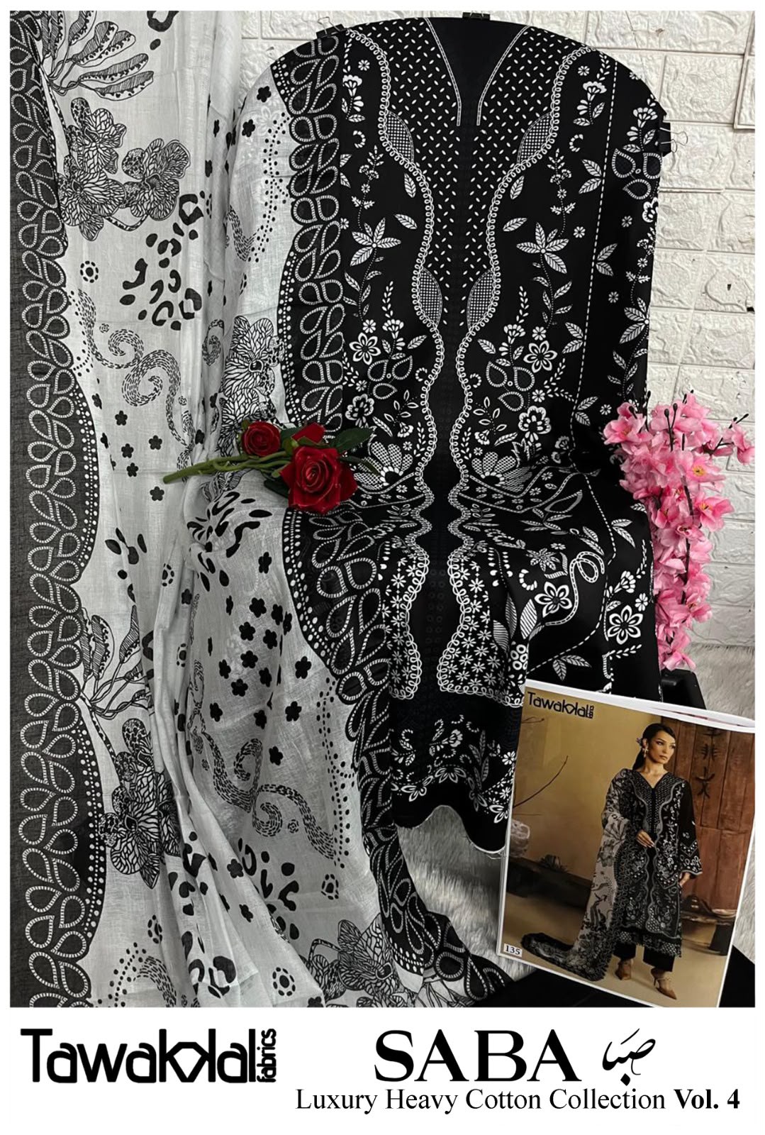 Saba Vol 4 Tawakkal Fabrics Mix Cotton Open pic Karachi Salwar Suits Wholesale