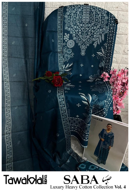 Saba Vol 4 Tawakkal Fabrics Mix Cotton Open pic Karachi Salwar Suits Wholesale