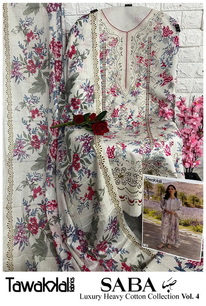 Saba Vol 4 Tawakkal Fabrics Mix Cotton Open pic Karachi Salwar Suits Wholesale