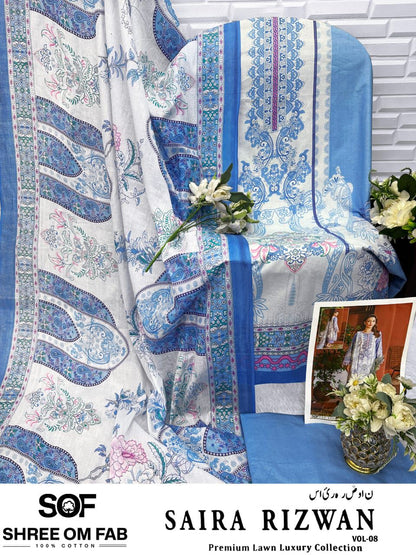 Saira Rizwan Vol 8 Luxury Lawn Collection Shree Om Karachi Salwar Suits Supplier Gujarat