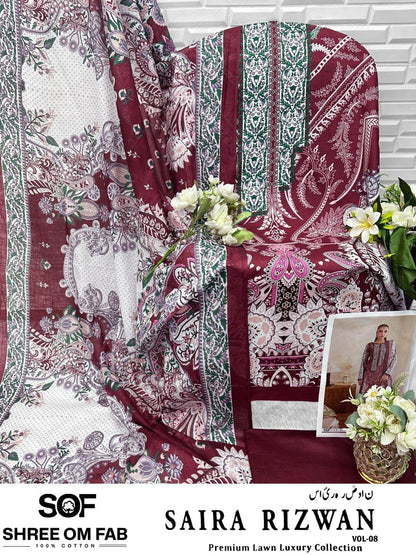Saira Rizwan Vol 8 Luxury Lawn Collection Shree Om Karachi Salwar Suits Supplier Gujarat