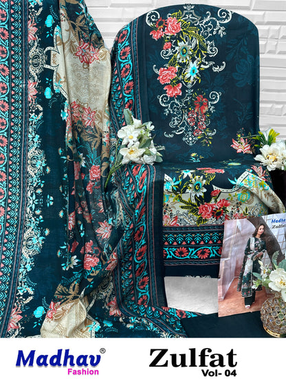Zulfat Vol 4 Madhav Fashion Lawn Cotton Open pic Karachi Salwar Suits Exporter