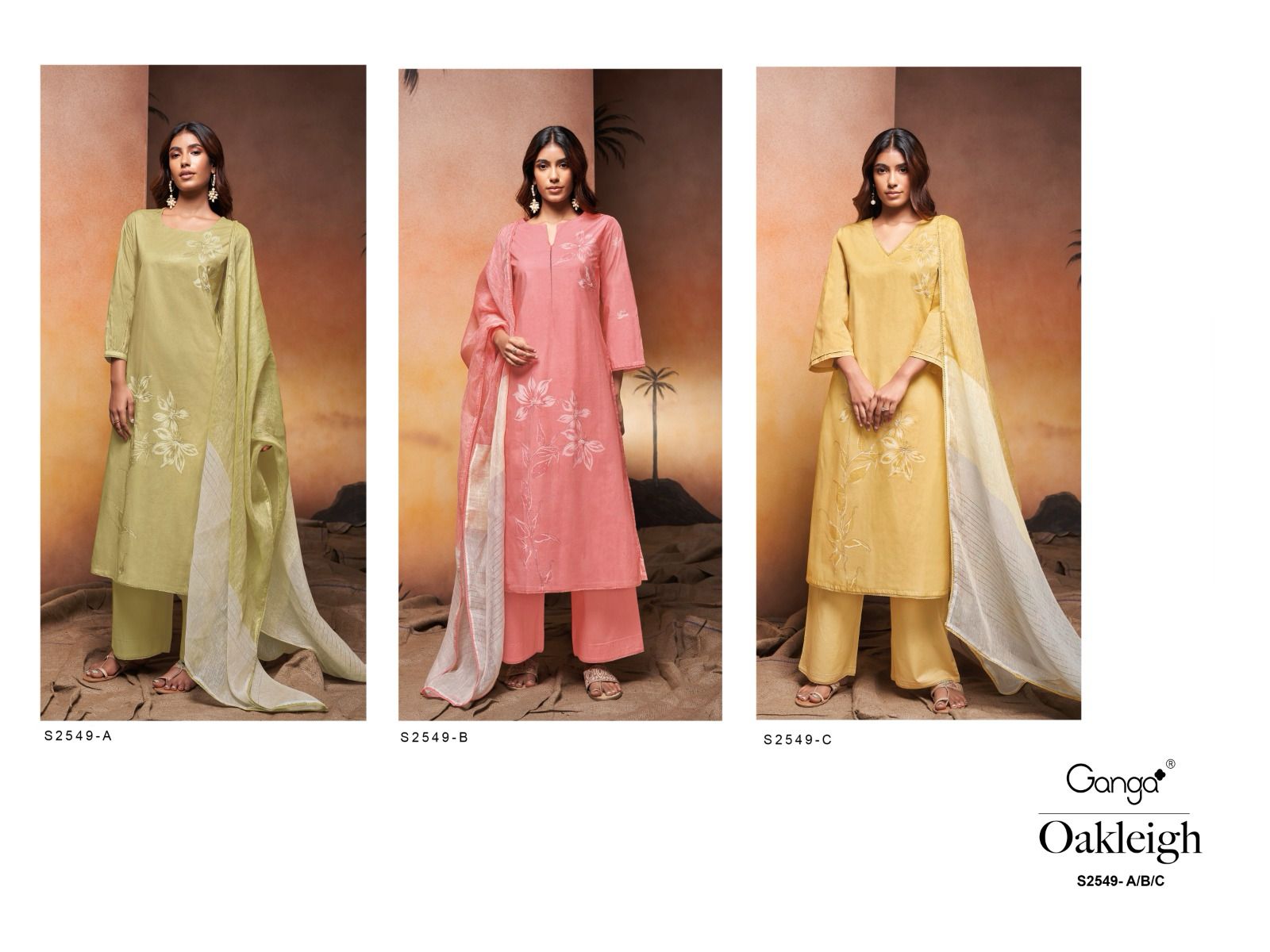 Oakleigh 2549 Ganga Premium Cotton Plazzo Style Suits Wholesale