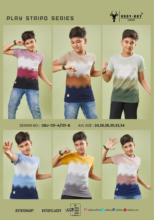 Obj 131 Ab Oddy Boy Jacquard Stripes Boys Tshirt Manufacturer India