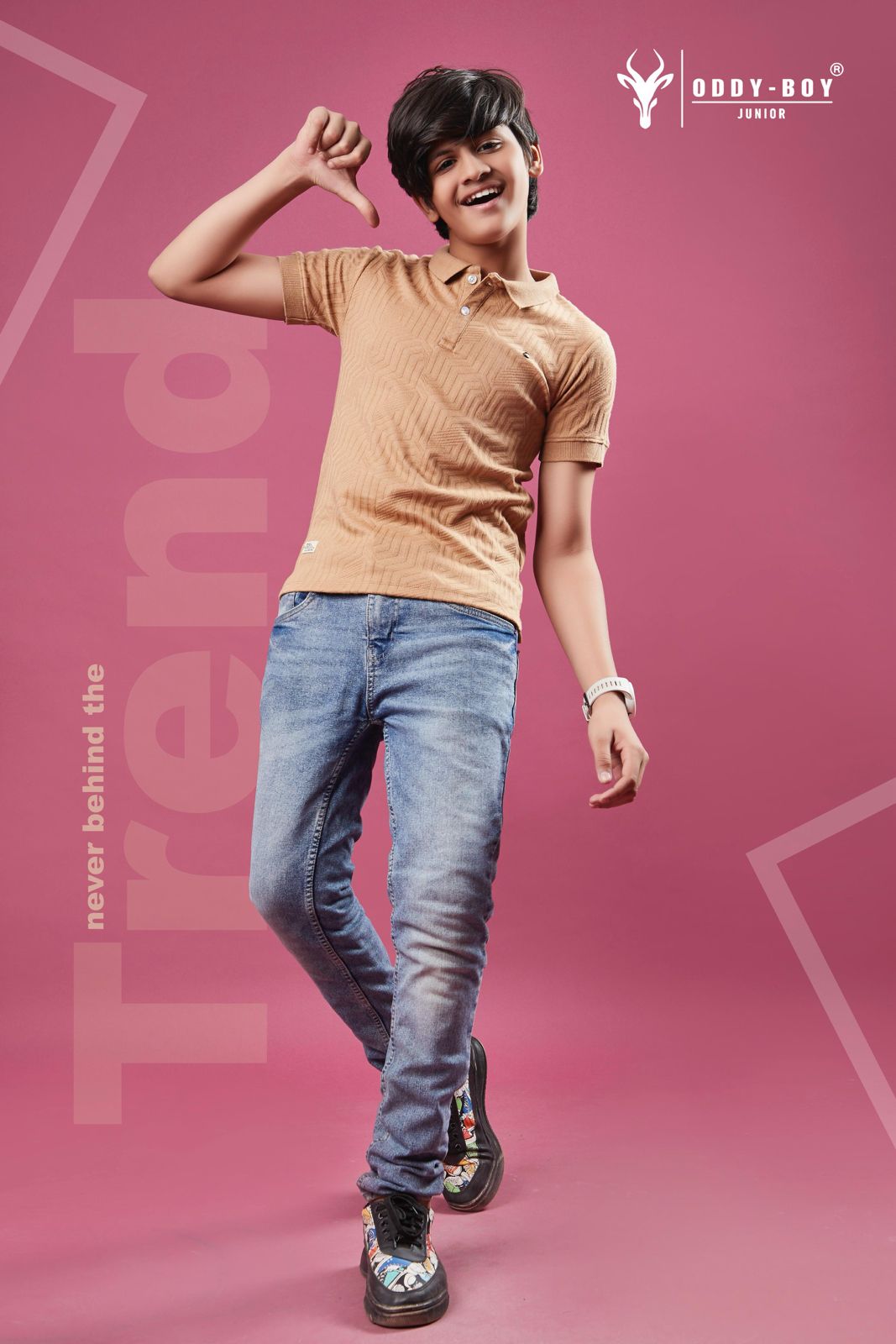 Obj 201-Ab Oddy Boy Jacquard Boys Tshirt Manufacturer India