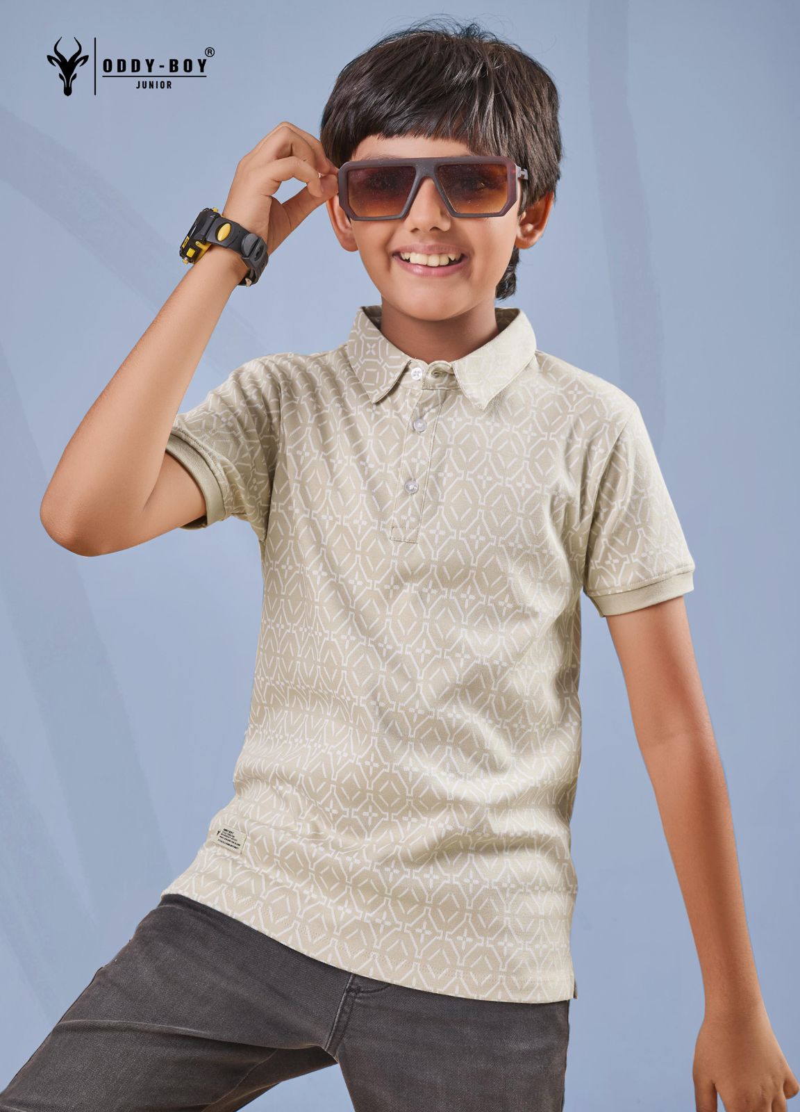 Obj 206-A 206-B Oddy Boy Cotton Jacquard Boys Tshirt Exporter India