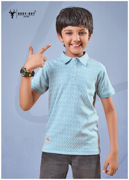 Obj 206-A 206-B Oddy Boy Cotton Jacquard Boys Tshirt Exporter India