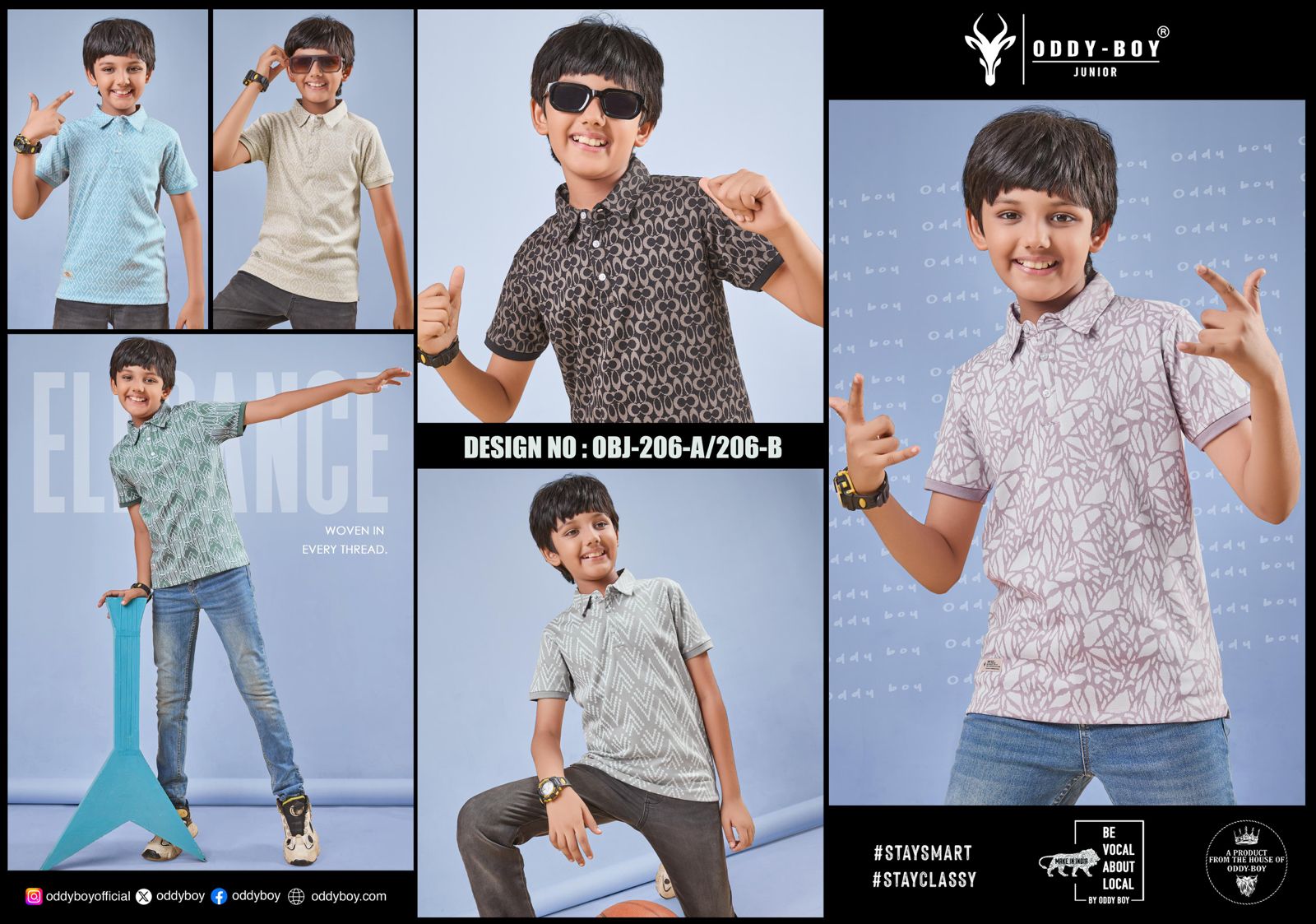 Obj 206-A 206-B Oddy Boy Cotton Jacquard Boys Tshirt Exporter India