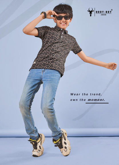 Obj 206-A 206-B Oddy Boy Cotton Jacquard Boys Tshirt Exporter India