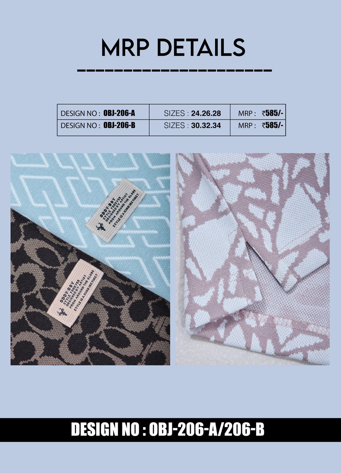 Obj 206-A 206-B Oddy Boy Cotton Jacquard Boys Tshirt Exporter India