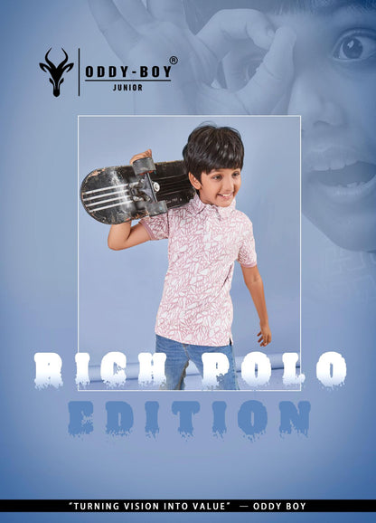 Obj 206-A 206-B Oddy Boy Cotton Jacquard Boys Tshirt Exporter India
