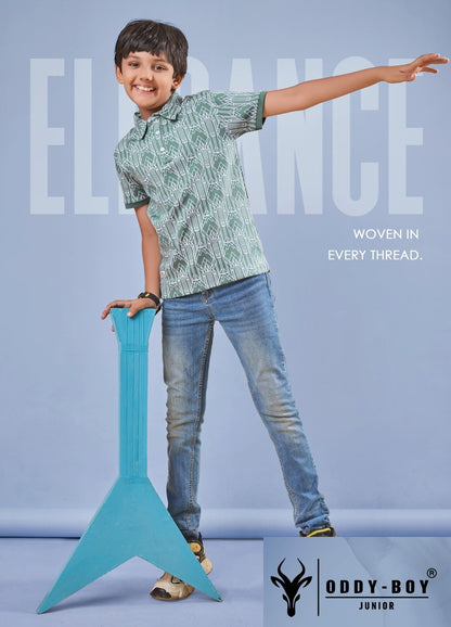 Obj 206-A 206-B Oddy Boy Cotton Jacquard Boys Tshirt Exporter India