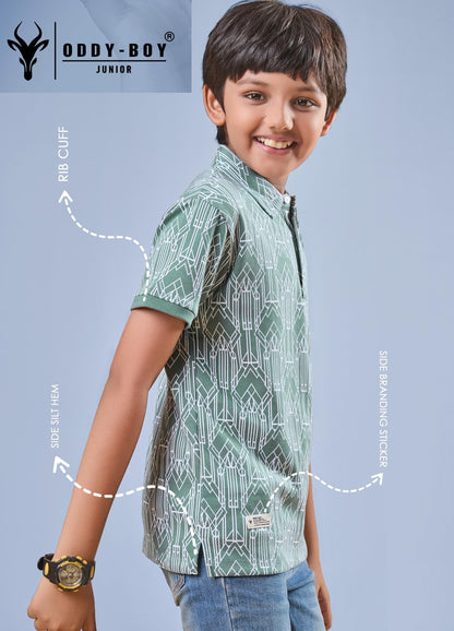 Obj 206-A 206-B Oddy Boy Cotton Jacquard Boys Tshirt Exporter India
