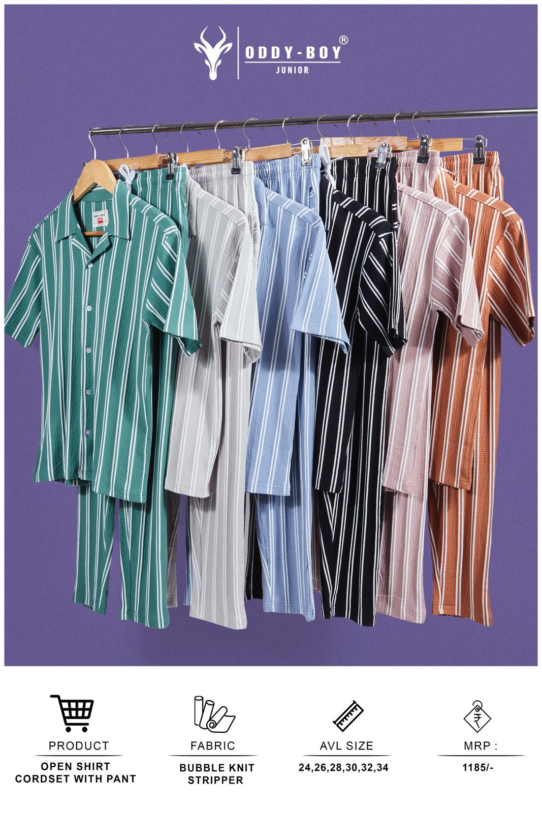 Obj 233-A 233-B Oddy Boy Striper Boys Co Ord Set Supplier India