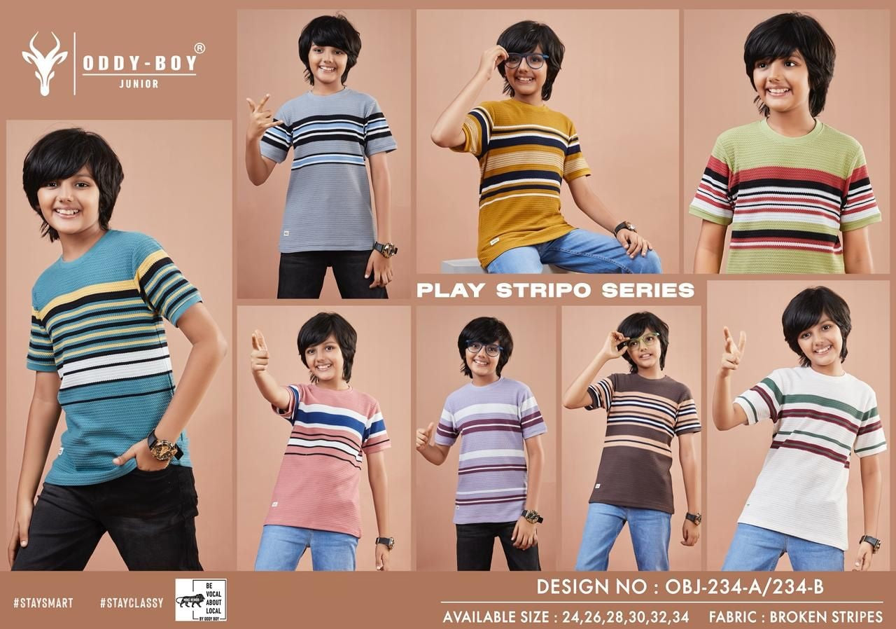 Obj 234 Ab Oddy Boy Striper Boys Tshirt Exporter India