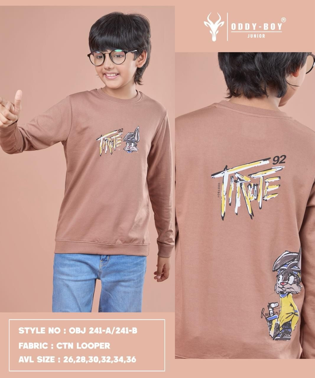 Obj 241 Ab Oddy Boy Cotton Looper Boys Tshirt Wholesale Rate