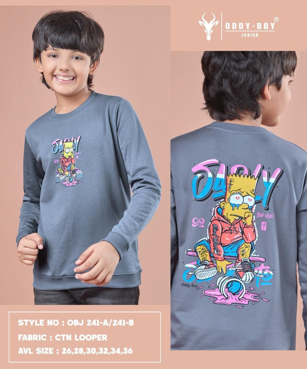 Obj 241 Ab Oddy Boy Cotton Looper Boys Tshirt Wholesale Rate
