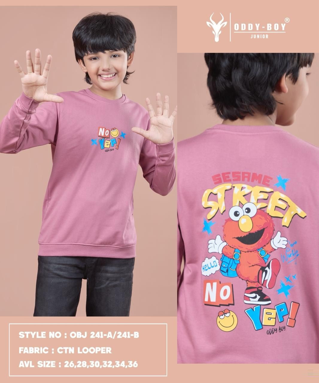 Obj 241 Ab Oddy Boy Cotton Looper Boys Tshirt Wholesale Rate