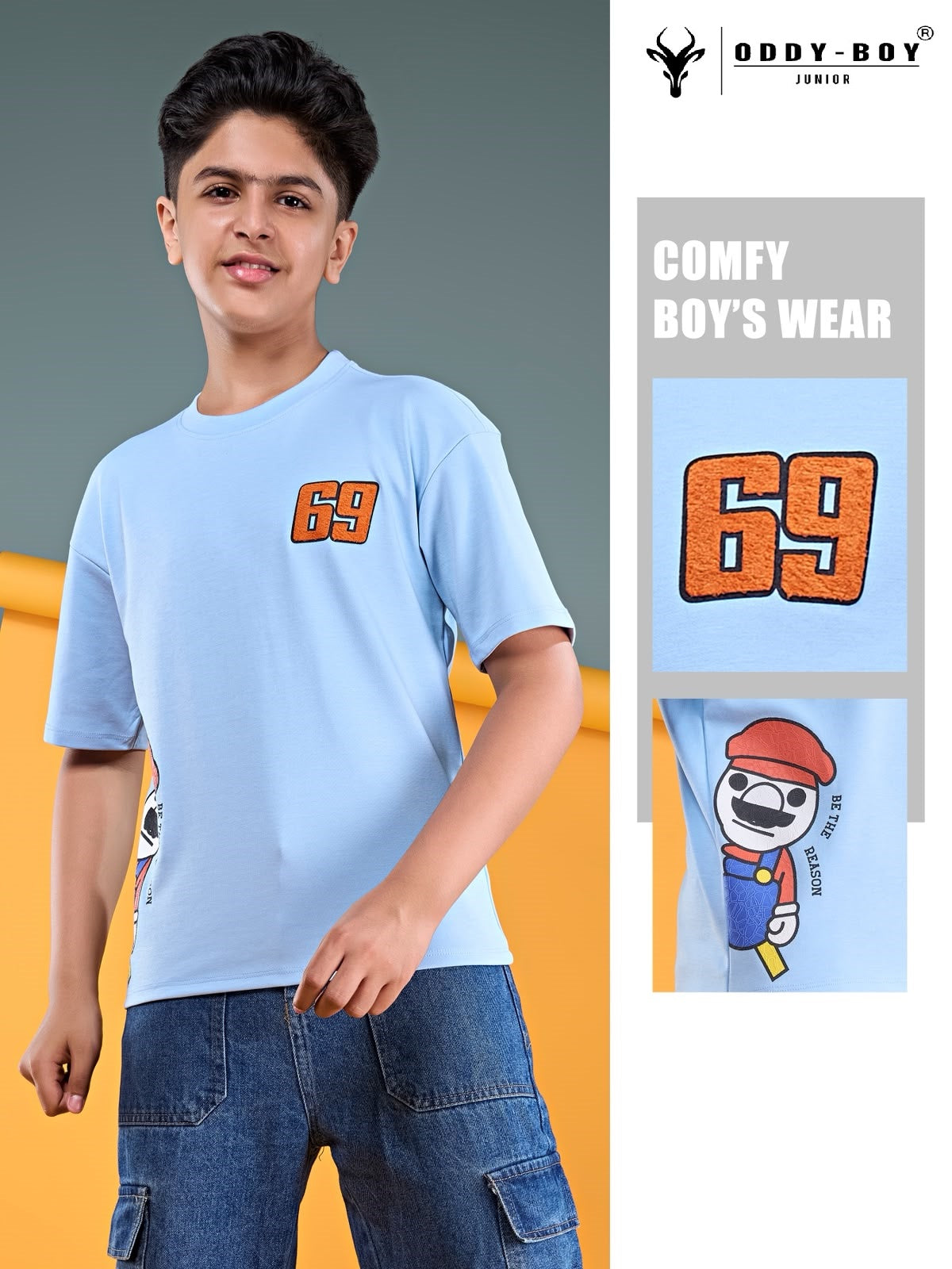 Obj 272 Ab Drop Shoulder Oddy Boy Interlock Boys Tshirt Wholesale Price