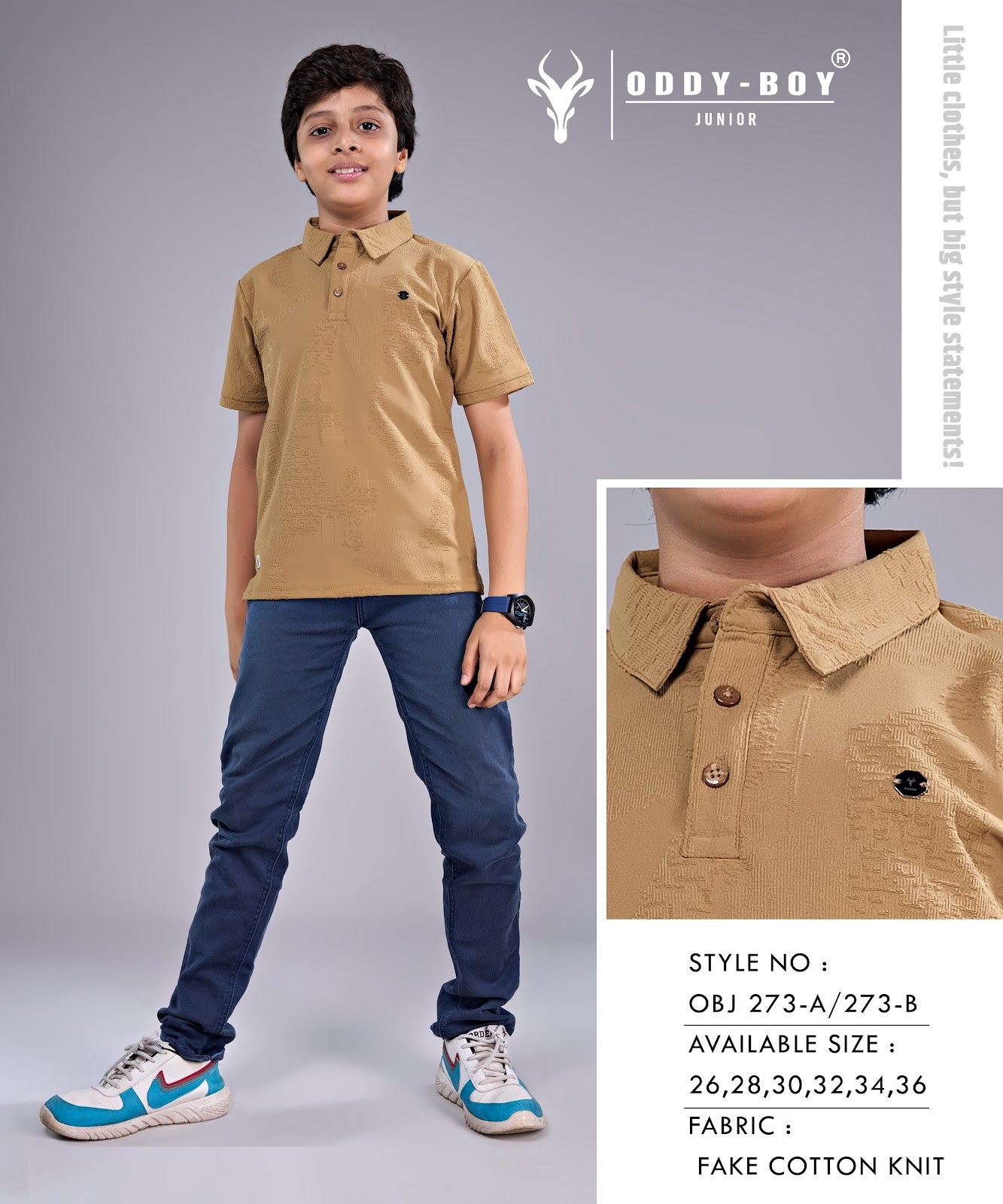Obj 273 Ab Oddy Boy Fake Cotton Boys Tshirt Wholesaler