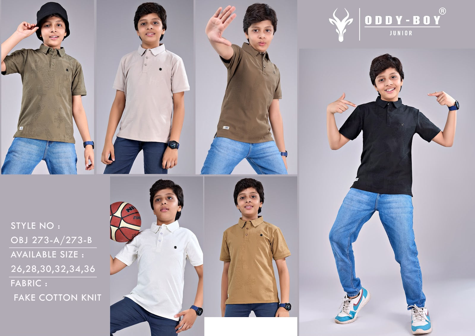 Obj 273 Ab Oddy Boy Fake Cotton Boys Tshirt Wholesaler
