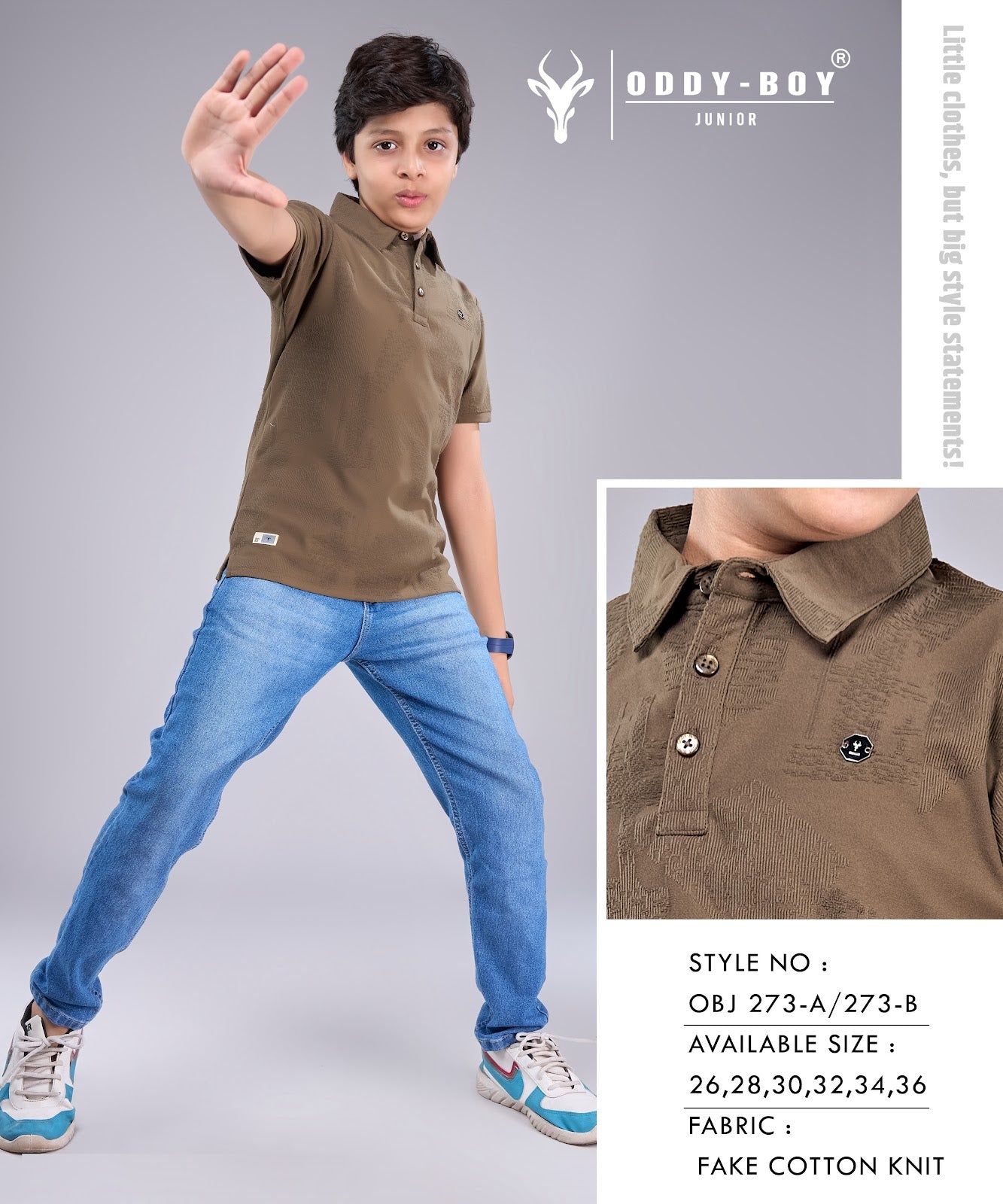 Obj 273 Ab Oddy Boy Fake Cotton Boys Tshirt Wholesaler