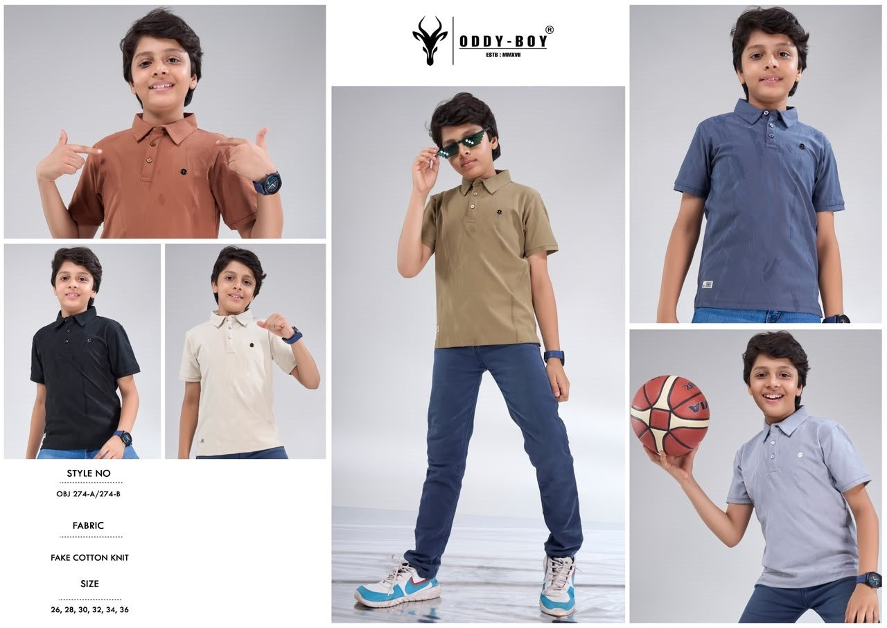 Obj 274 Ab Polo Oddy Boy Fake Cotton Boys Tshirt Exporter Gujarat