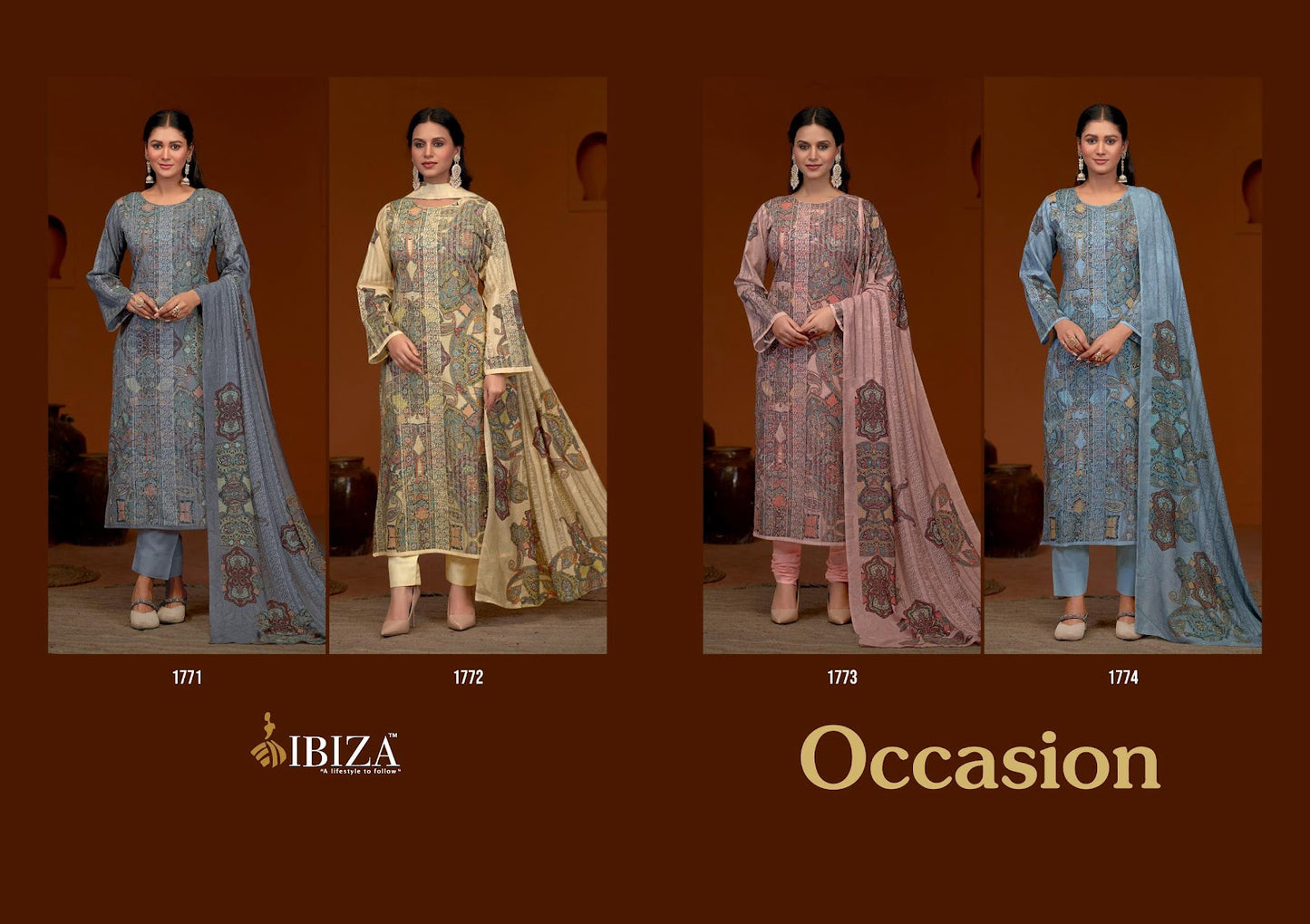 Occasion Ibiza Lawn Cotton Karachi Salwar Suits Supplier Ahmedabad