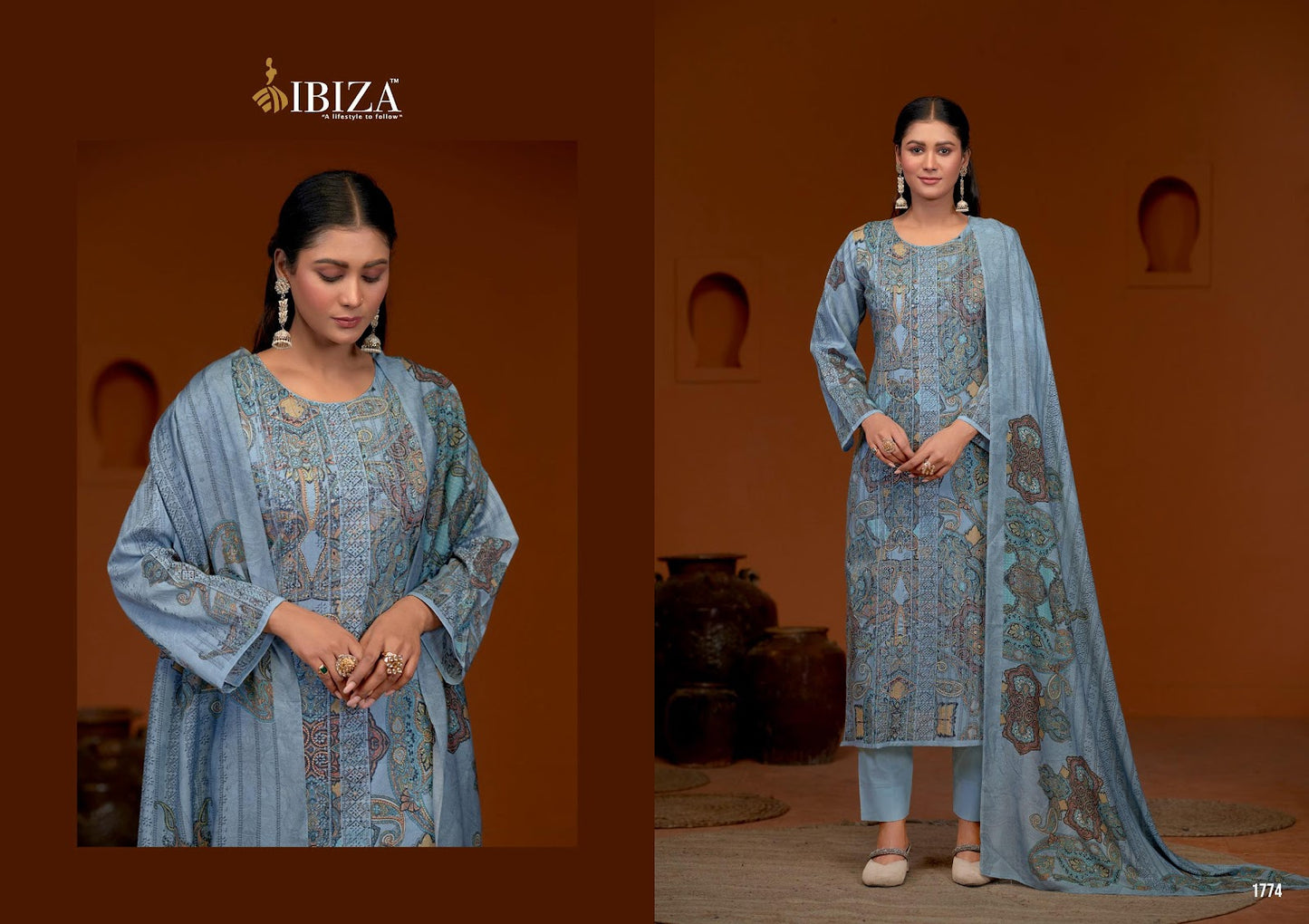 Occasion Ibiza Lawn Cotton Karachi Salwar Suits Supplier Ahmedabad
