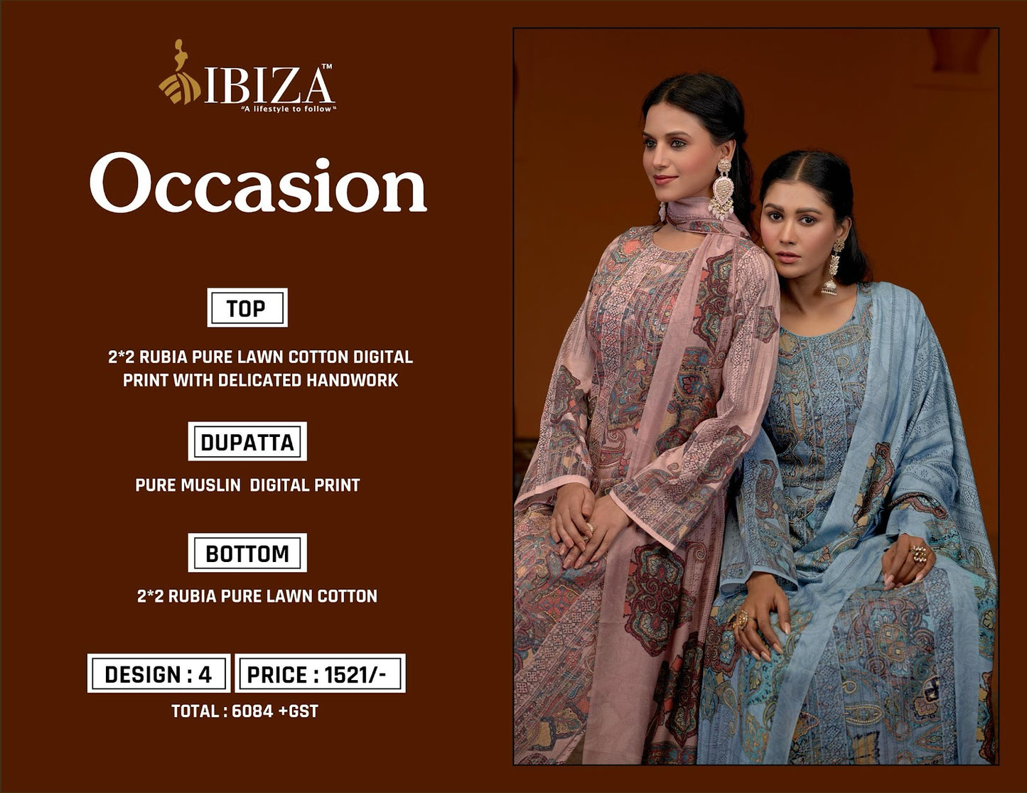 Occasion Ibiza Lawn Cotton Karachi Salwar Suits Supplier Ahmedabad
