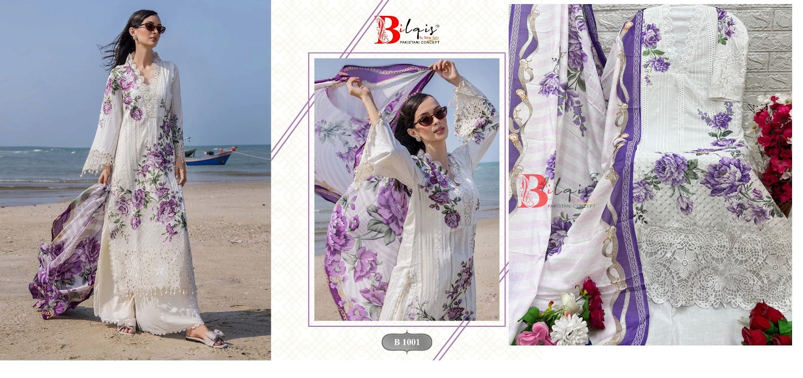 Ocean Bilqis Lawn Cotton Pakistani Salwar Suits Wholesale