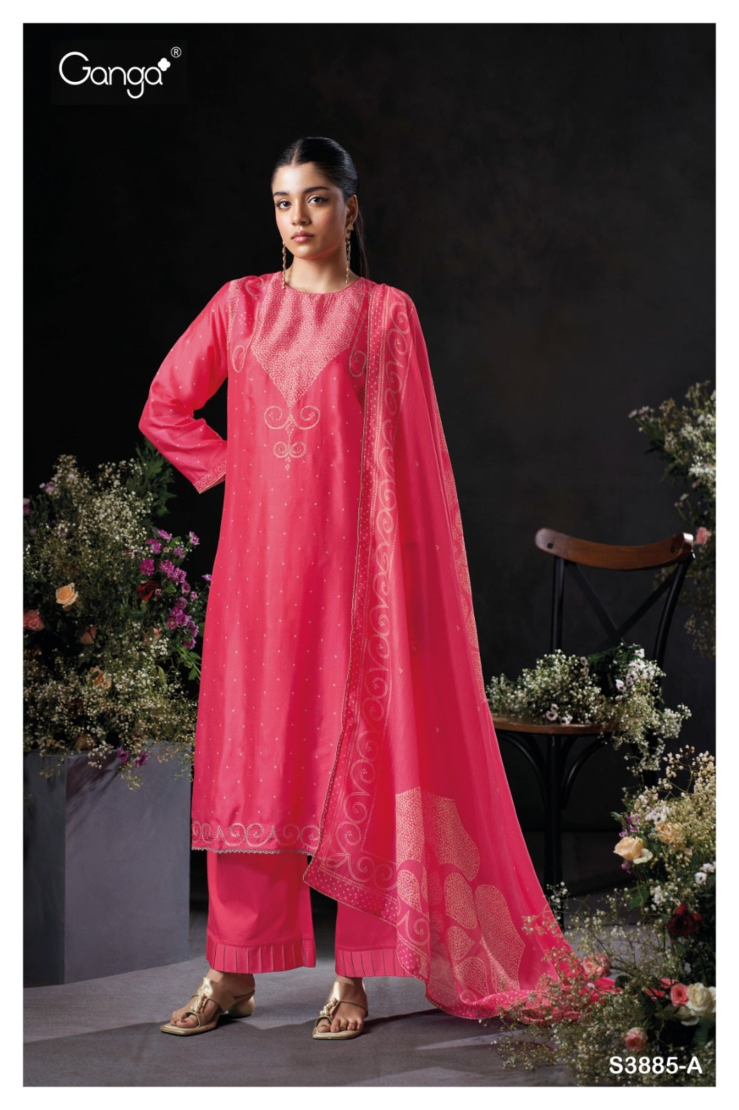 Oceara 3885 Ganga Premium Bemberg Plazzo Style Suits Wholesale Price